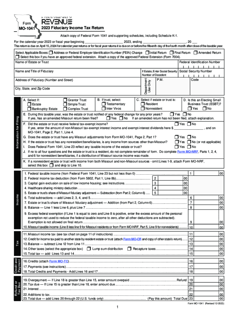  Form or 41, Oregon Fiduciary Income Tax Return, 2023-2024