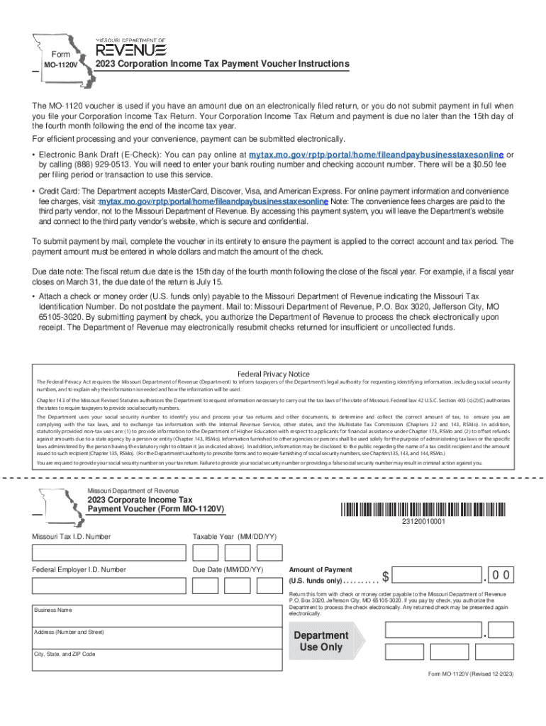 Form2023 Corporation Income Tax Payment Voucher in 2023-2024