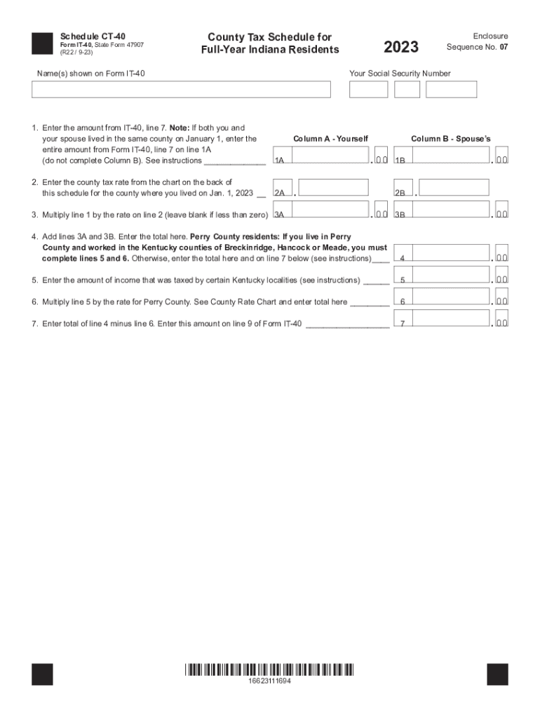 Form it 40, State Form 47907 County Tax Schedule State