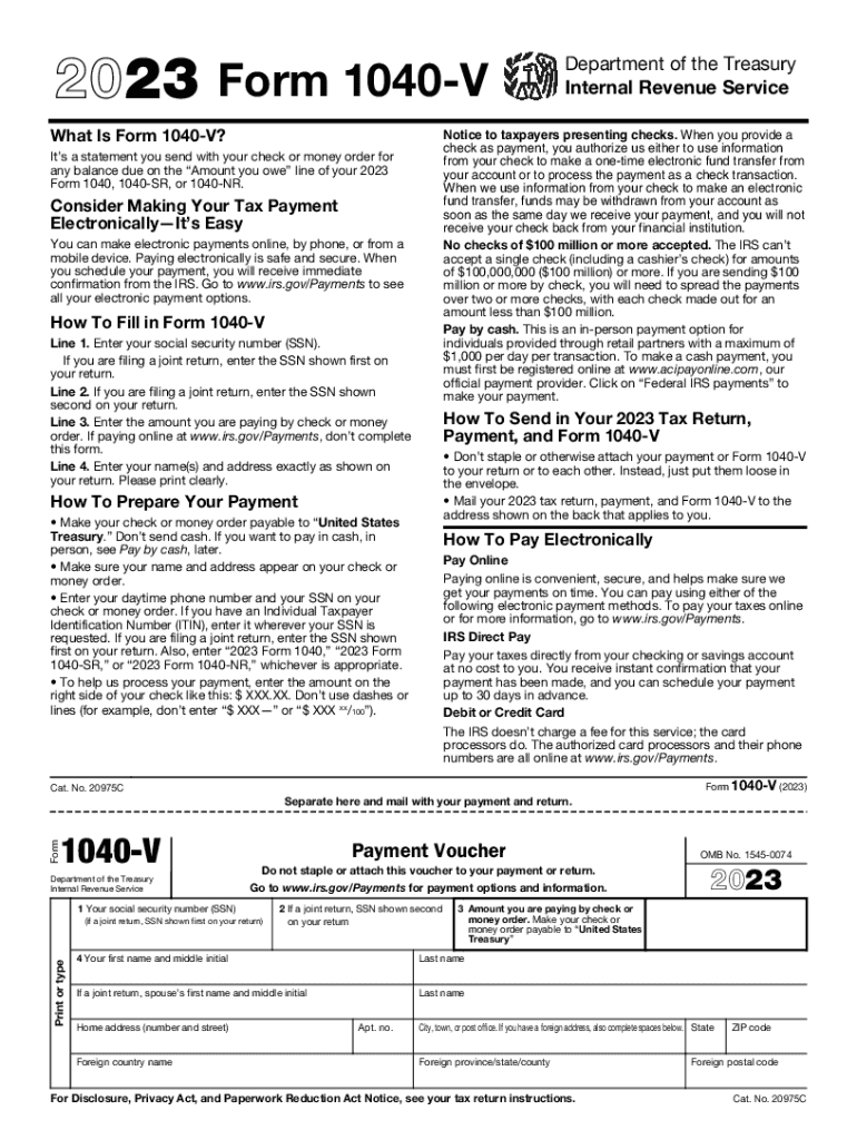  Form 1040 V Payment Voucher 2022