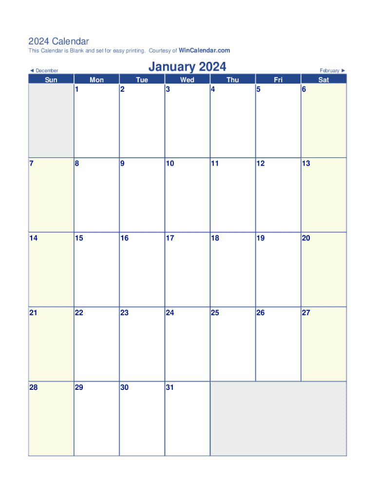  Weekly Calendars with Monday Start General Blue 2024