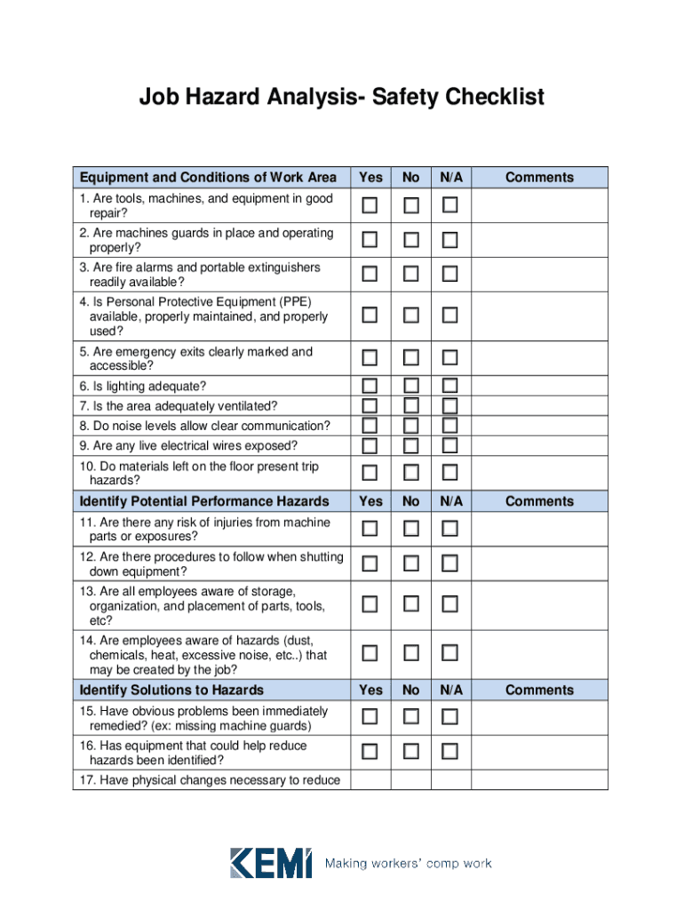  Job Hazard Analysis Checklist Fill Online, Printable 2021-2024