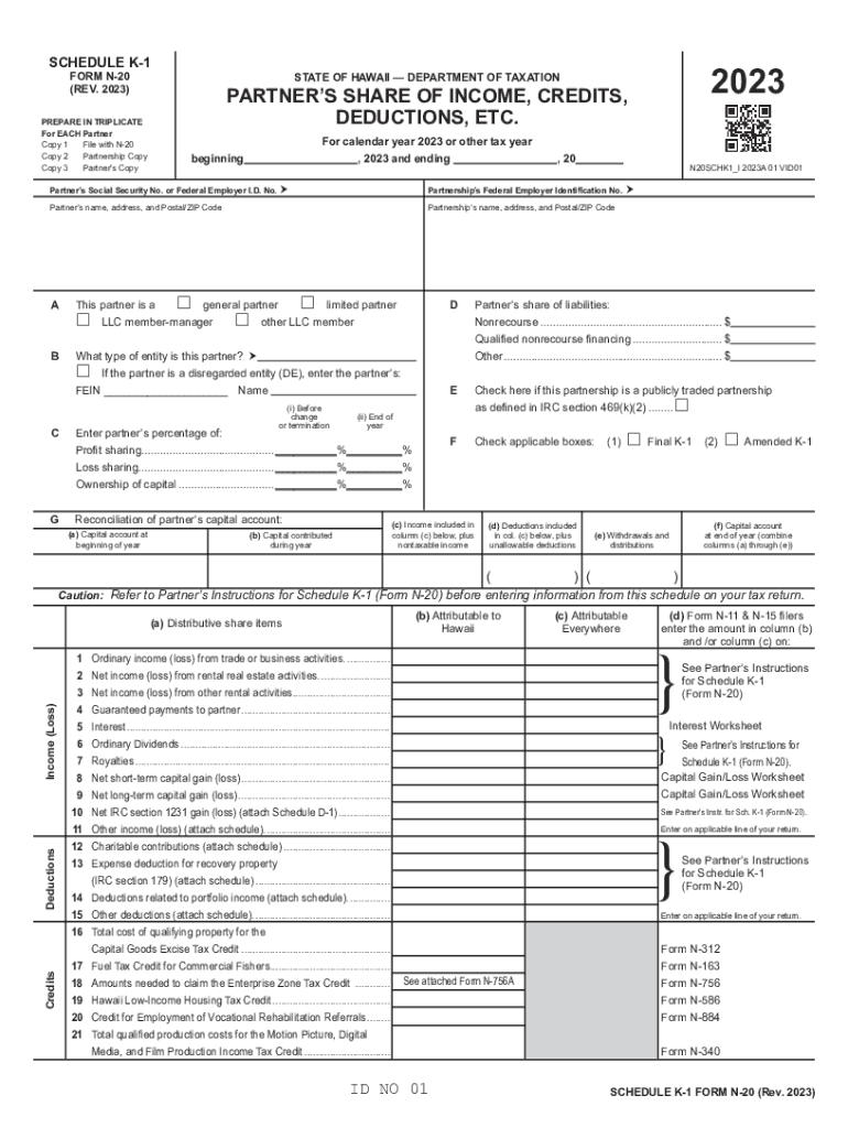  Partnership Income Tax Hawaii Department of Taxation 2023-2024