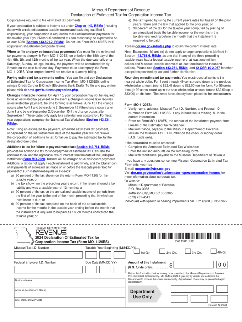 Corporations Required to File Estimated Tax Payments  Form