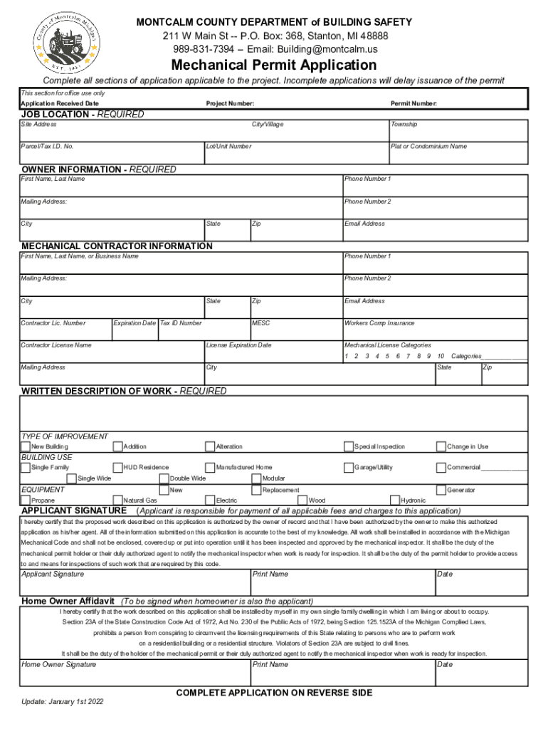 Montcalm County Department of Building Safety Montcalm Org  Form