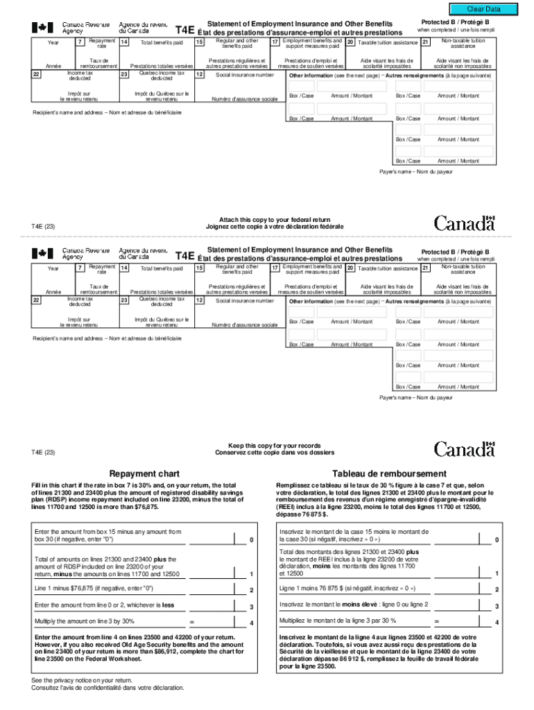  Canada T4E Fill and Sign Printable Template 2023-2024