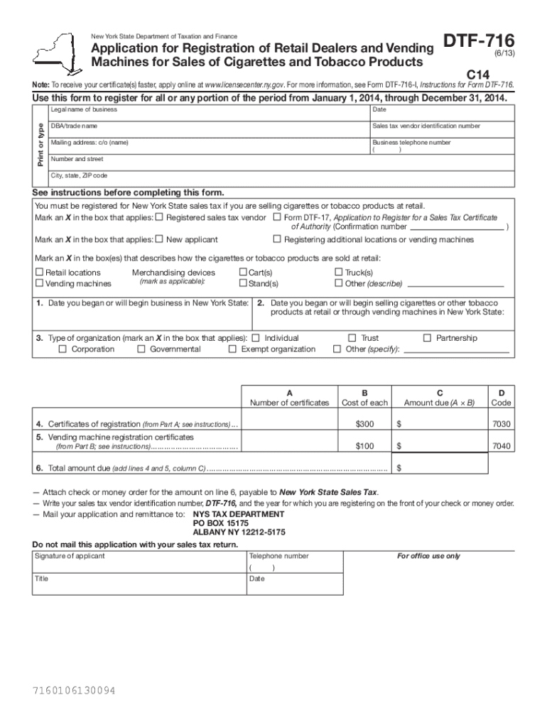  Instructions for Form DTF716 Tax NY Gov 2013-2024