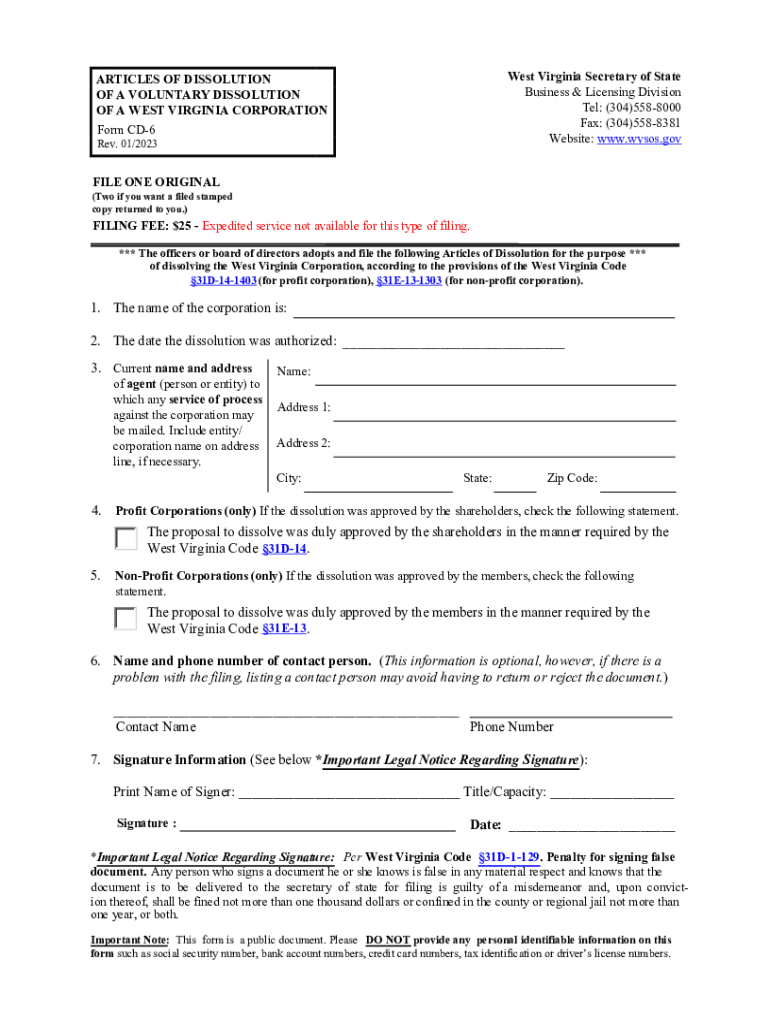 Articles of Dissolution of a Voluntary Cloudfront Net  Form