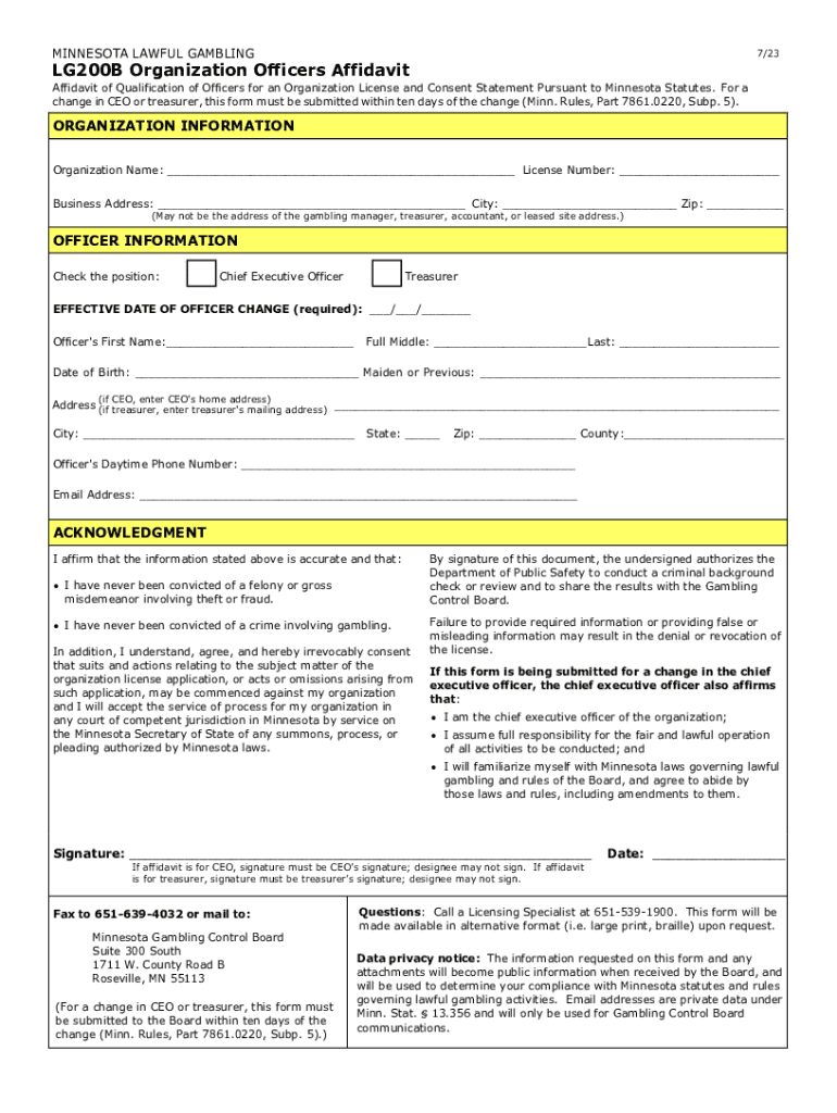  MINNESOTA LAWFUL GAMBLING 612 LG200B Organization 2023-2024