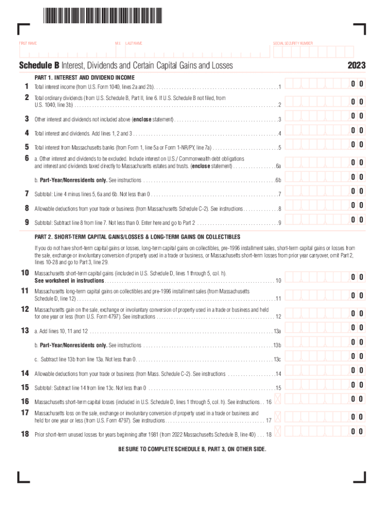  Schedule B Interest, Dividends and Certain Capital Gains and 2023-2024