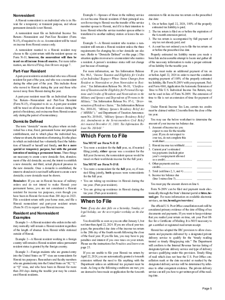  Instructions for Form N 11 Rev Forms 2023-2024