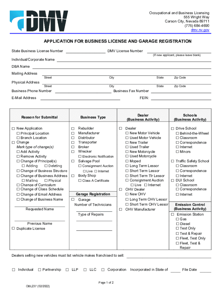  Dmv Form Obl237Fill Out Printable PDF Forms Online 2022-2024