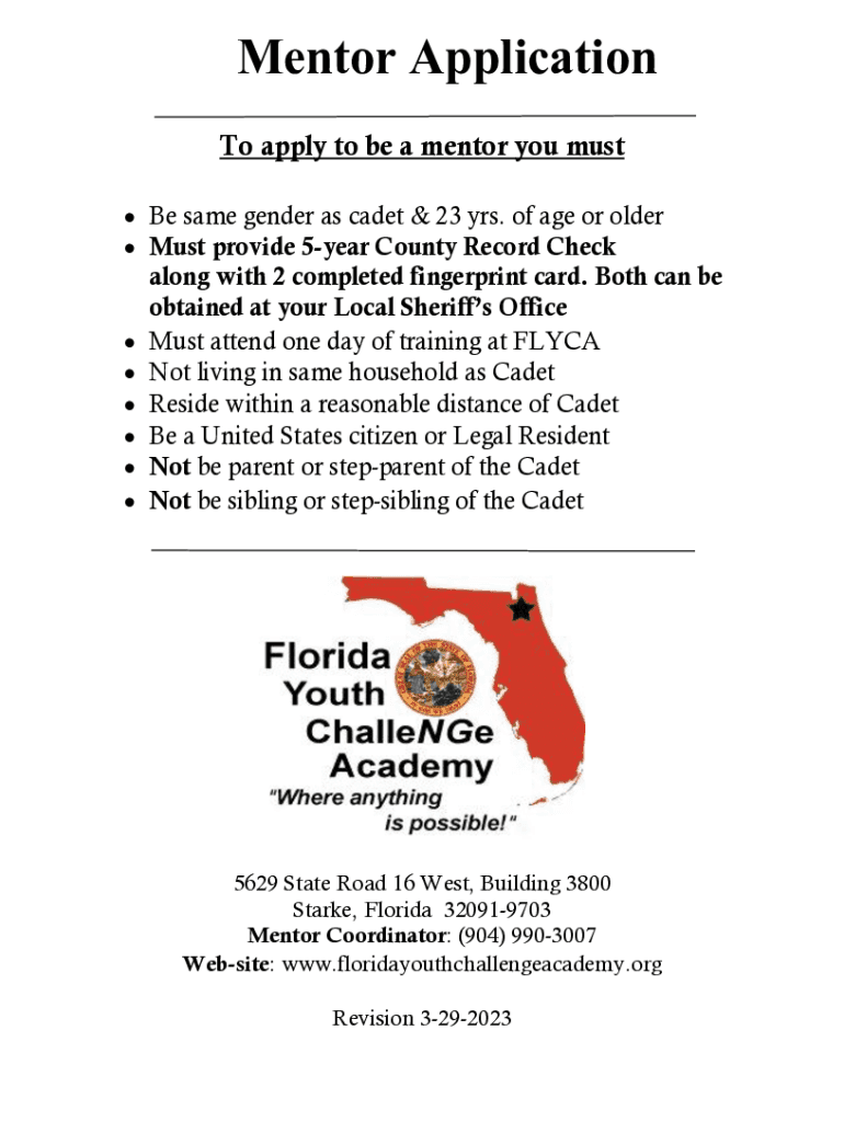 Florida Youth ChalleNGe Academy ApplyMentor  Form