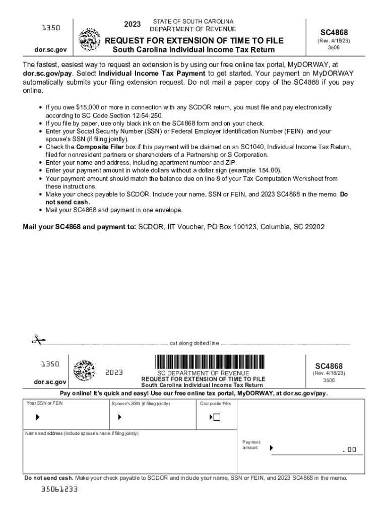  SC4868 SC Department of Revenue 2018