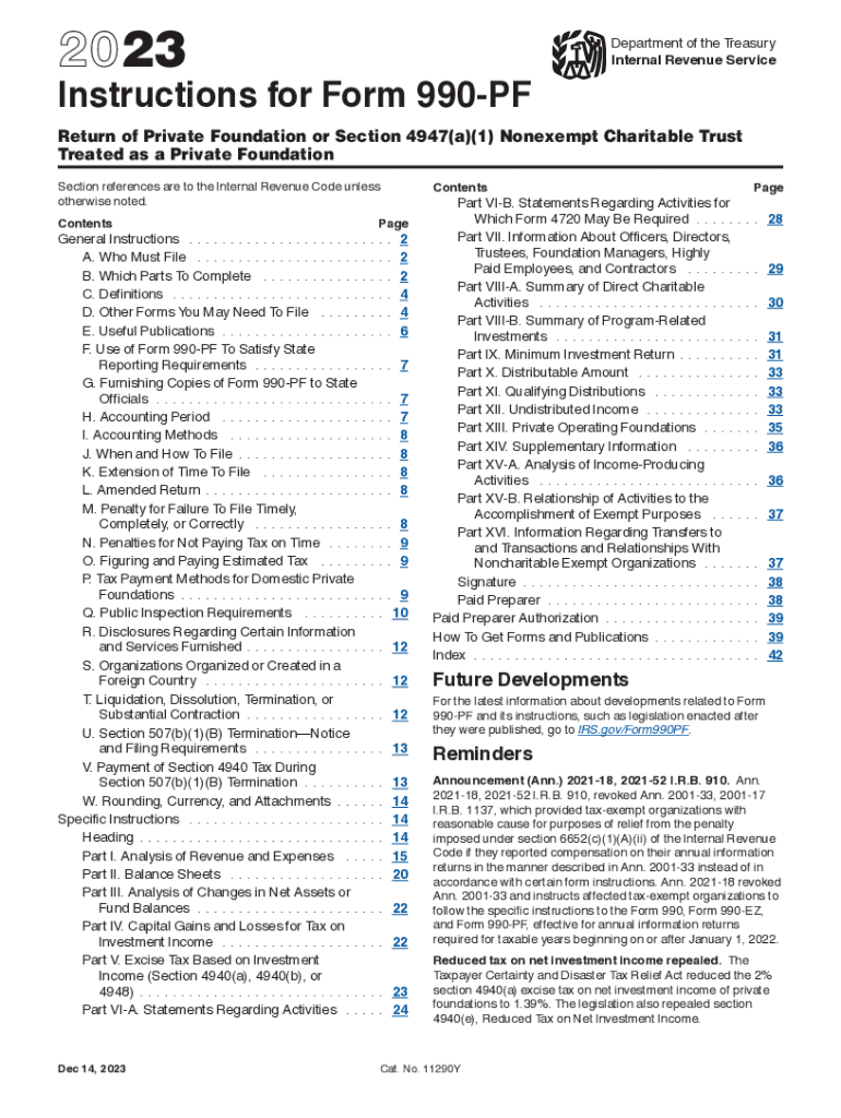  Instructions for Form 990 PF Instructions for Form 990 PF, Return of Private Foundation or Section 4947a1 Nonexempt Charitable T 2011