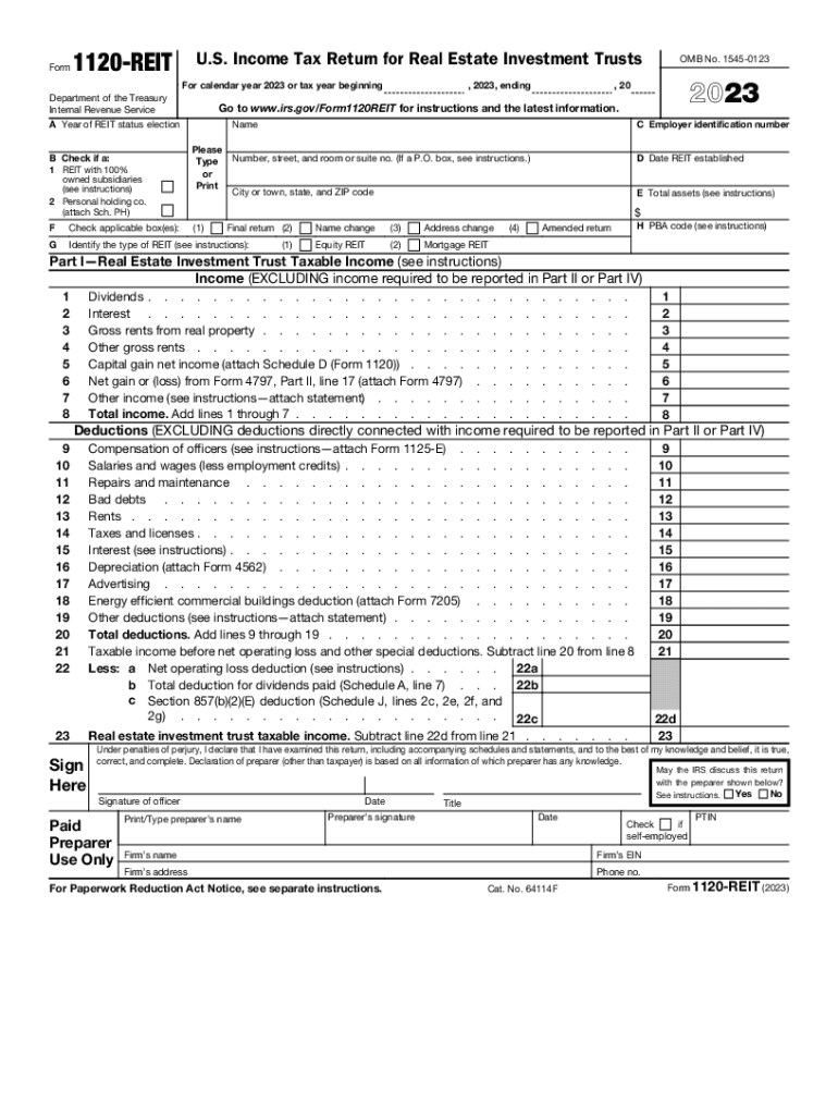  Federal Form 1120 REIT U S Income Tax Return for Real 2023-2024