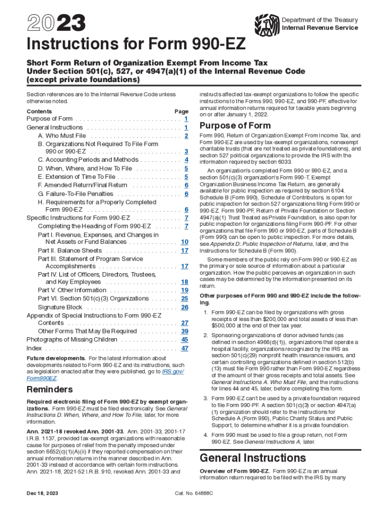  Instructions for Form 990 EZ Instructions for Form 990 EZ, Short Form Return of Organization Exempt from Income Tax under Sectio 2011