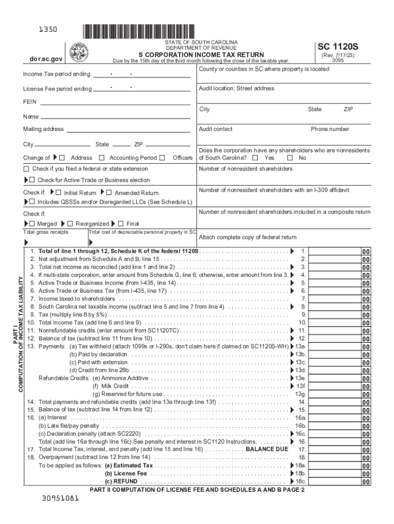  SC1120S WH SC Department of Revenue 2016