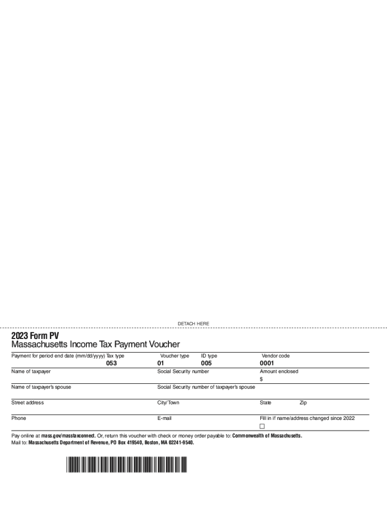  Massachusetts Form PV Income Tax Payment Voucher 2023-2024