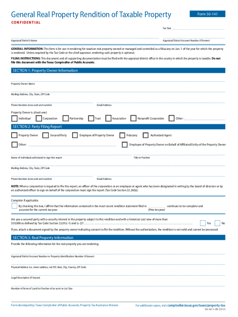  General Real Property Rendition of Taxable 2023-2024