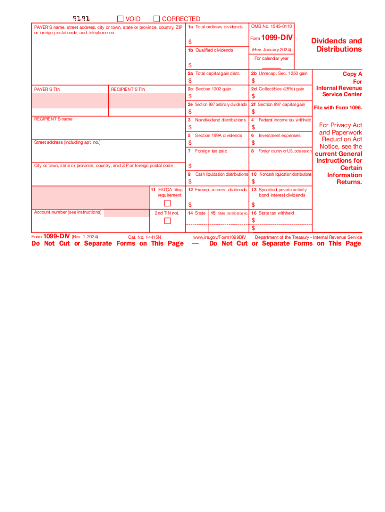  Form 1099 DIV Rev January Dividends and Distributions 2024