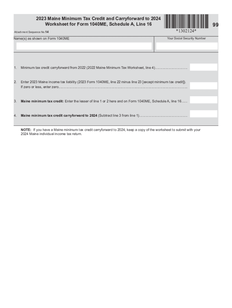  Maine Minimum Tax Credit and Carryforward to 2022