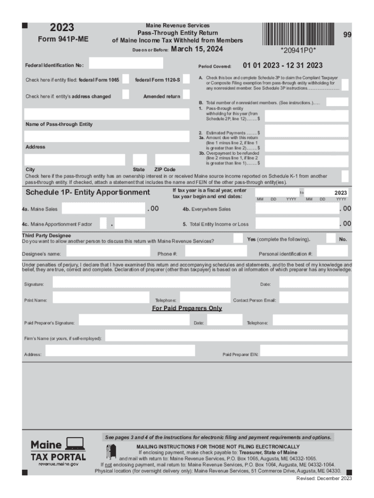  Form 941P ME 2023-2024