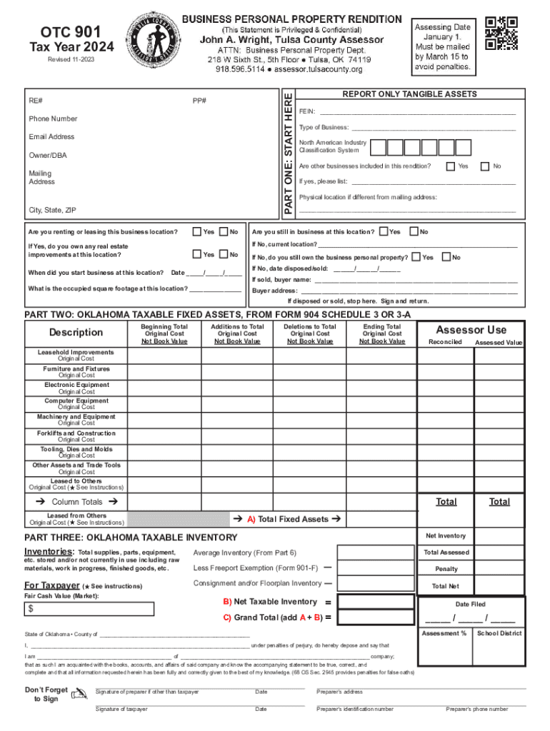 Form 901 Business Personal Property Rendition