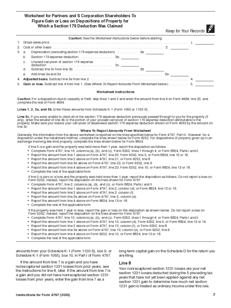  Instructions for Form 4797 Internal Revenue Service 2022