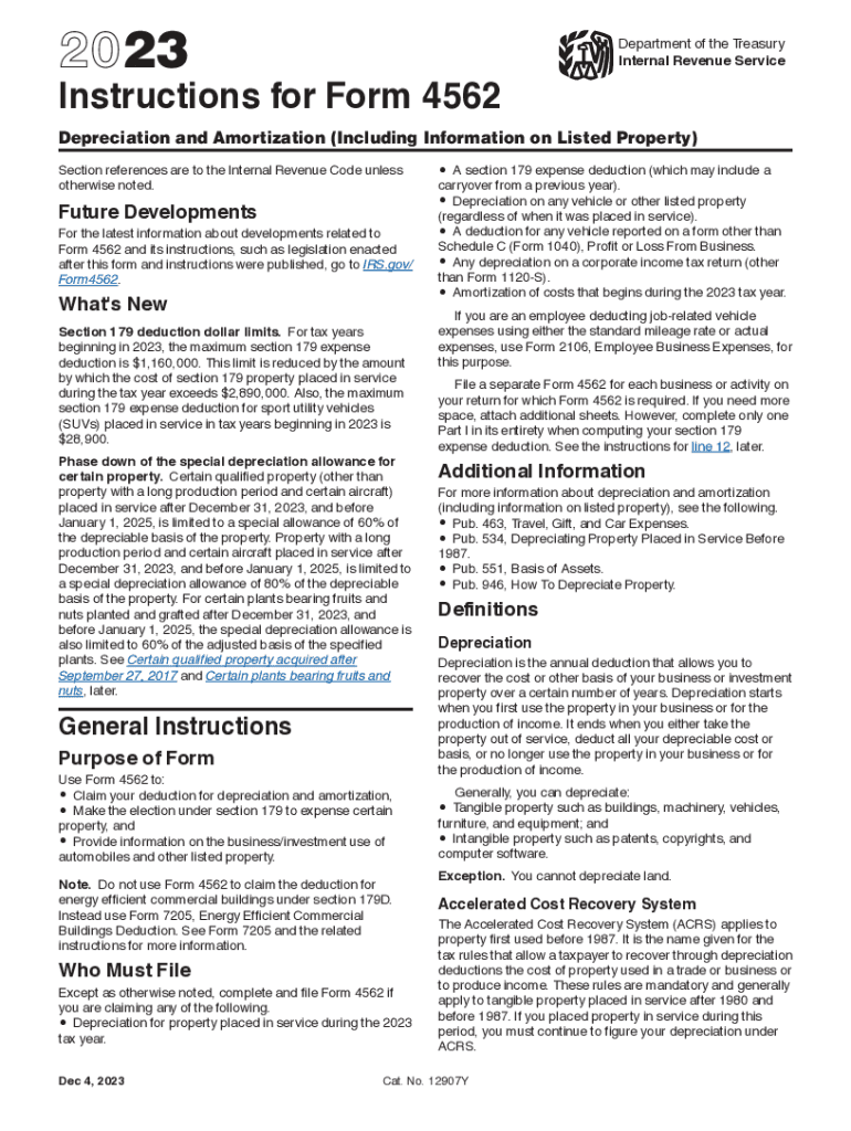  Instructions for Form 4562 Internal Revenue Service 2017