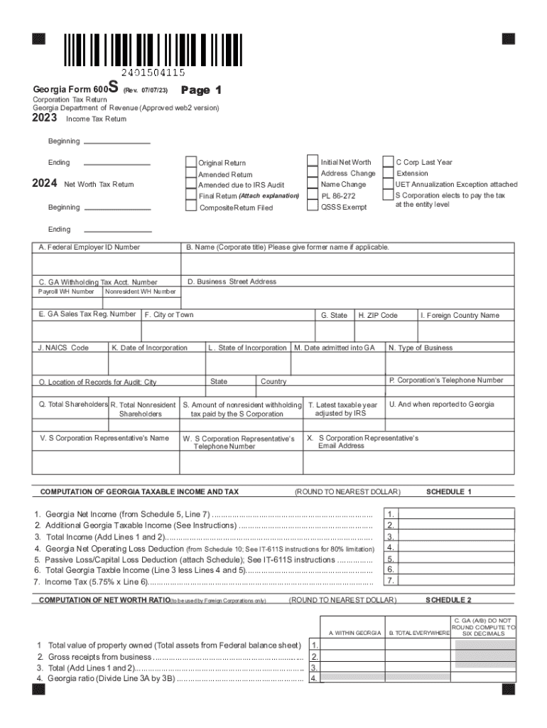  600 Corporation Tax Return Department of Revenue 2019