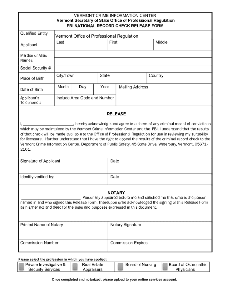 AlfrescoFBI National Record Check Release Form PDF