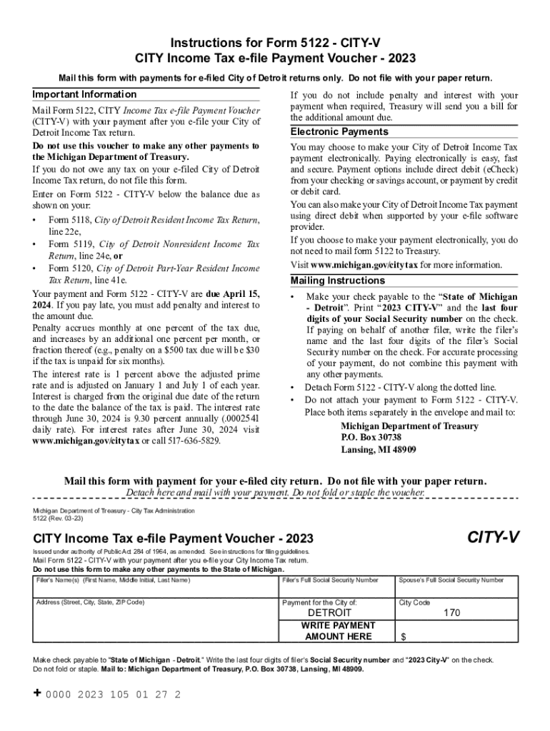  5122 Instructions for Form 5122 City Income Tax State of 2023-2024