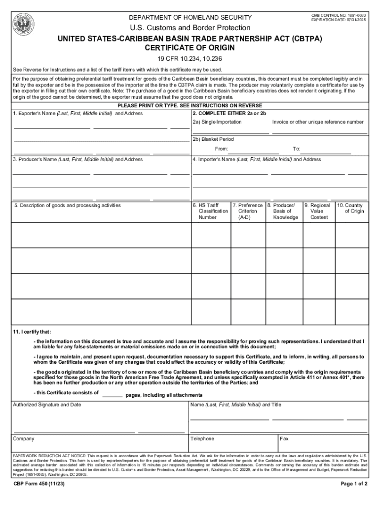 CBP Form 450