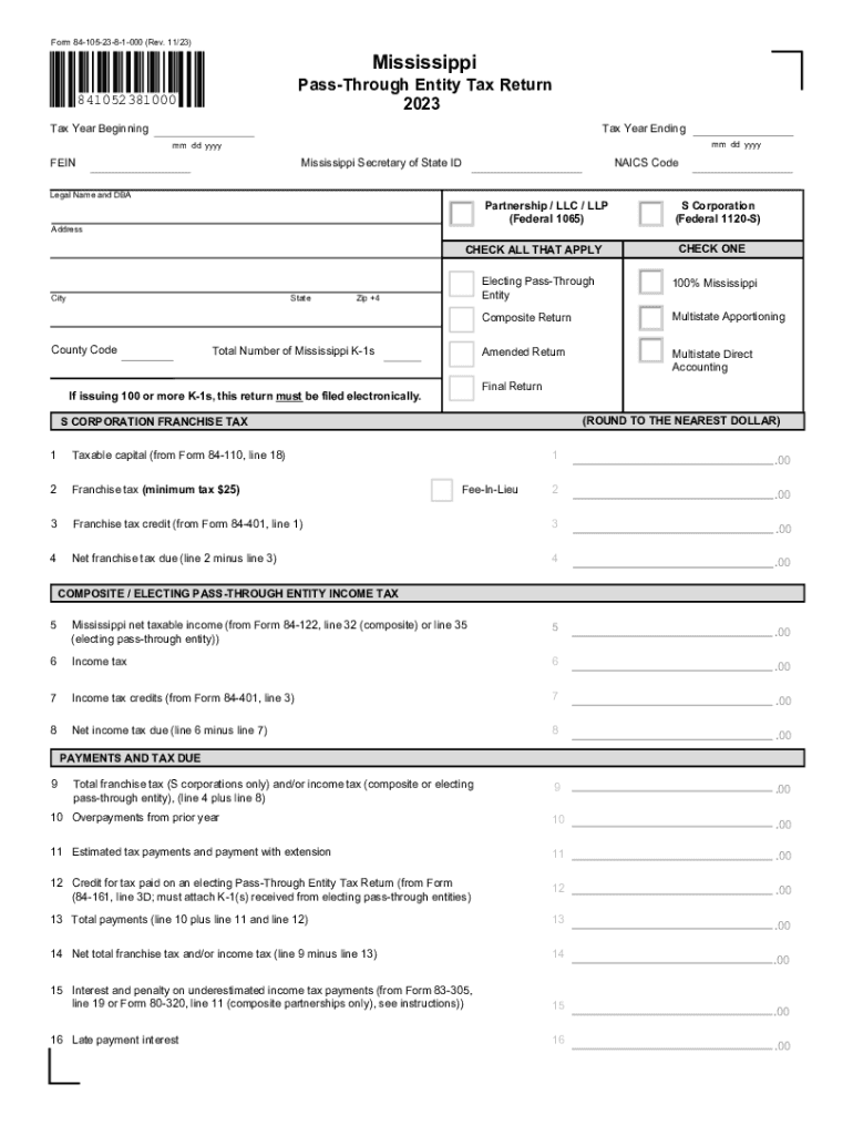  Form 84 105 Mississippi Department of Revenue MS GOV 2023-2024