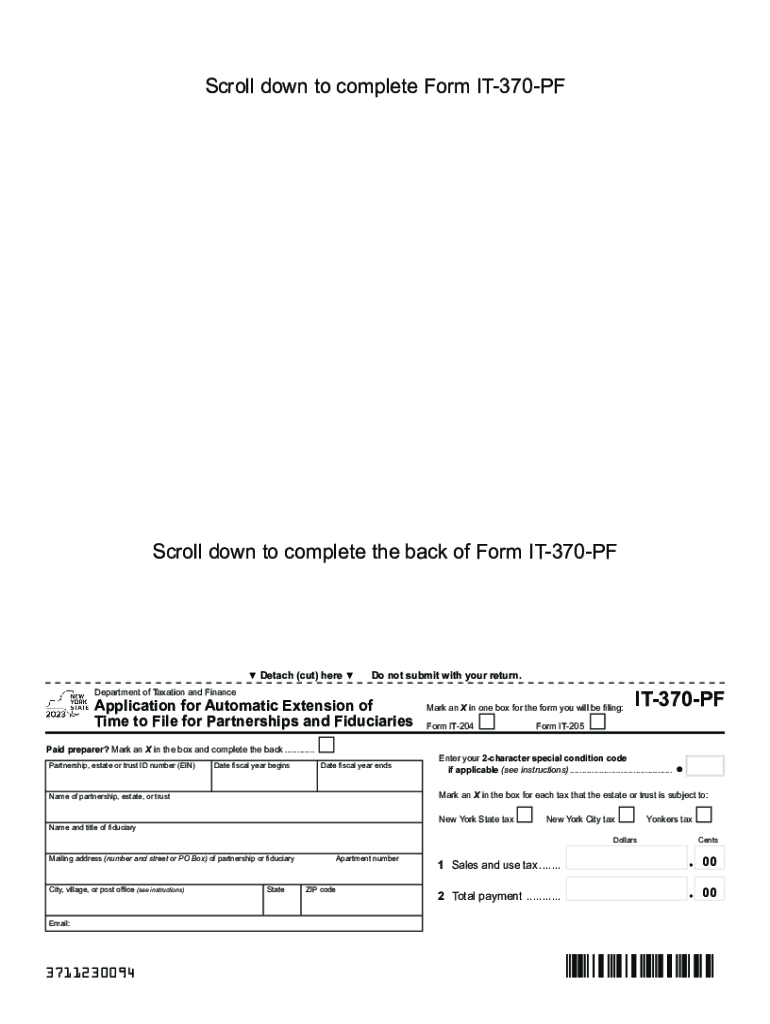  Scroll Down to Complete Form it 370 PF Tax NY Gov 2023-2024