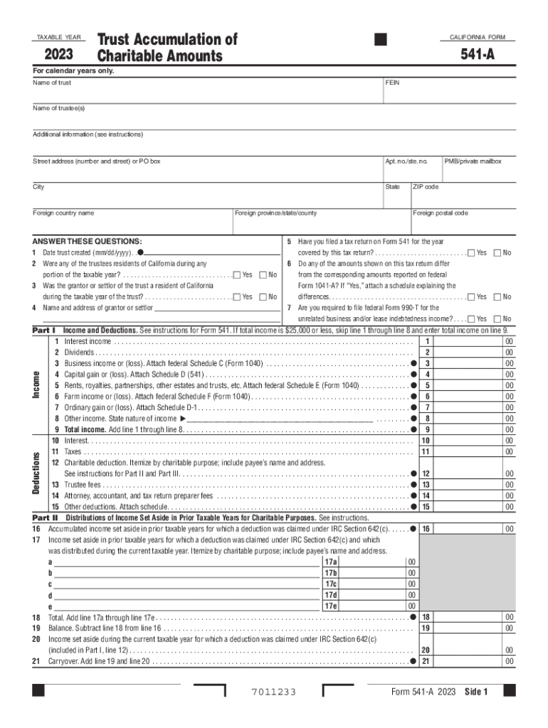 CA State Charitable Trust Form PDF
