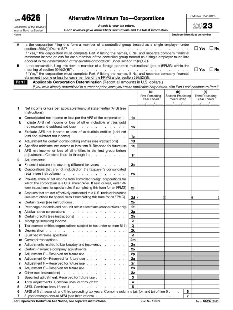  Form 4626 Alternative Minimum TaxCorporations 2023-2024