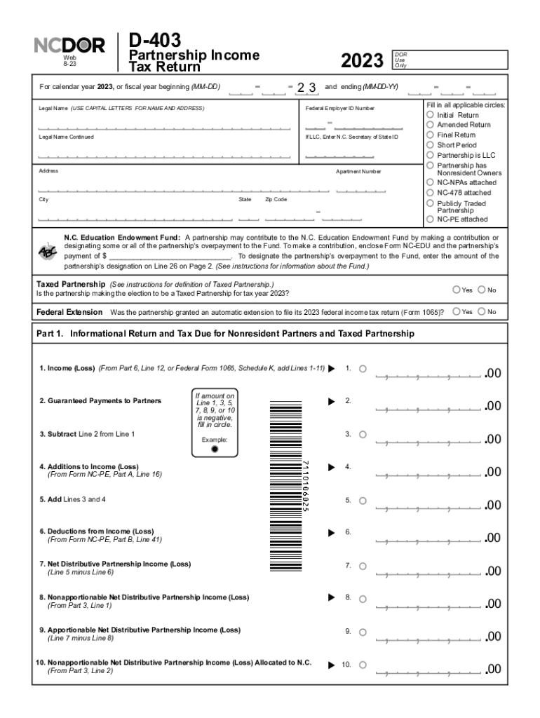  Web 8 23 D 403 Partnership Income Tax Return 2023-2024