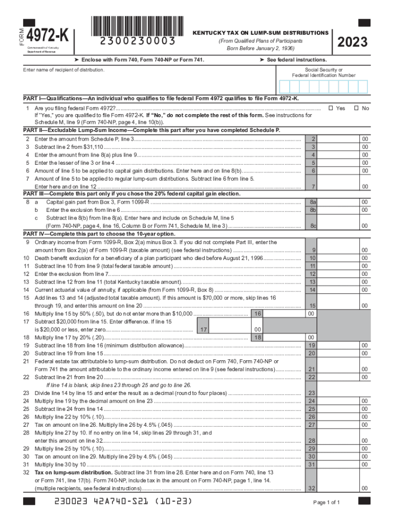  Complete Form 4972 Tax on Lump Sum Distributions 2023-2024