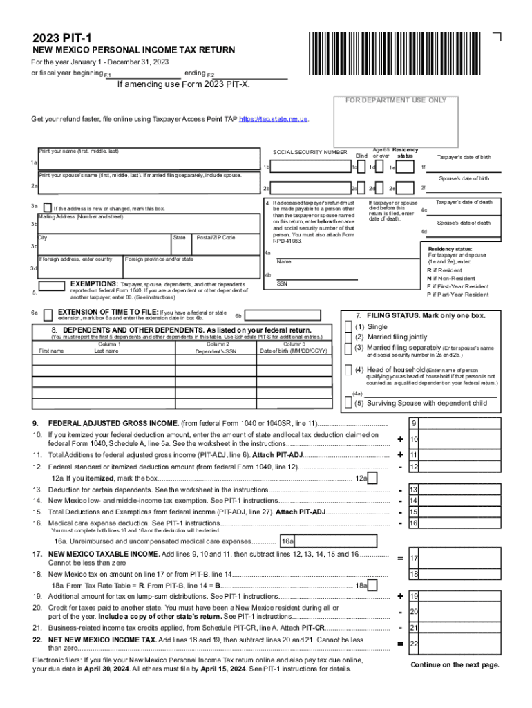  New Mexico State Tax Filing 2023-2024