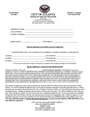 Atlanta Municipal Court City of Atlanta  Form