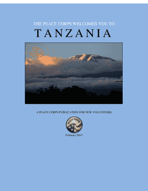 The Peace Corps Welcomes You to Tanzania Peace Corps Welcome Book for Volunteers Going to Tanzania Peace Corps Peacecorps  Form