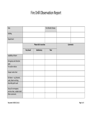 Fire Drill Observation Report Sample  Form