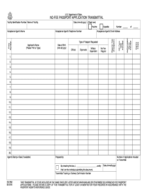 Passport Application Transmittal Form