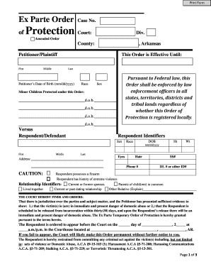 Ex Parte Order Arkansas  Form