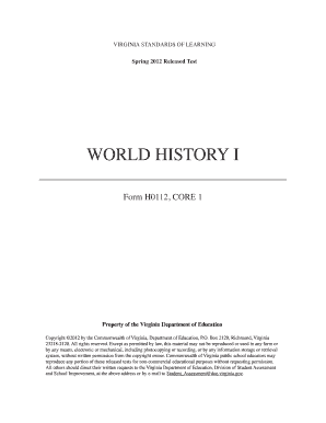 World History 1 Sol Practice Test  Form