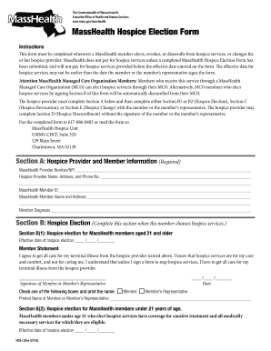 Masshealth Hospice Election Form