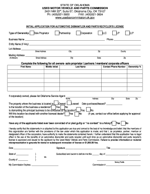 Dismantler License  Form