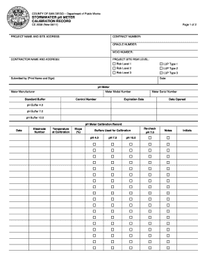 Get and Sign Ph Meter Calibration Form 2011